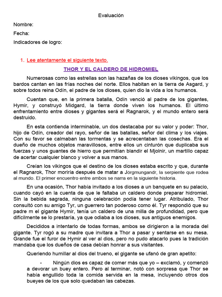 Mitos Vikingos: Thor y el Caldero | PDF | Thor | Odin