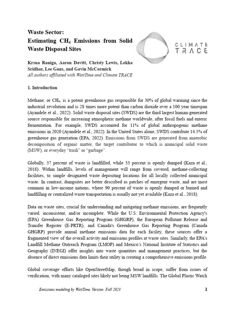 Estimating Methane Emissions from Waste | PDF | Greenhouse Gas | Linear ...
