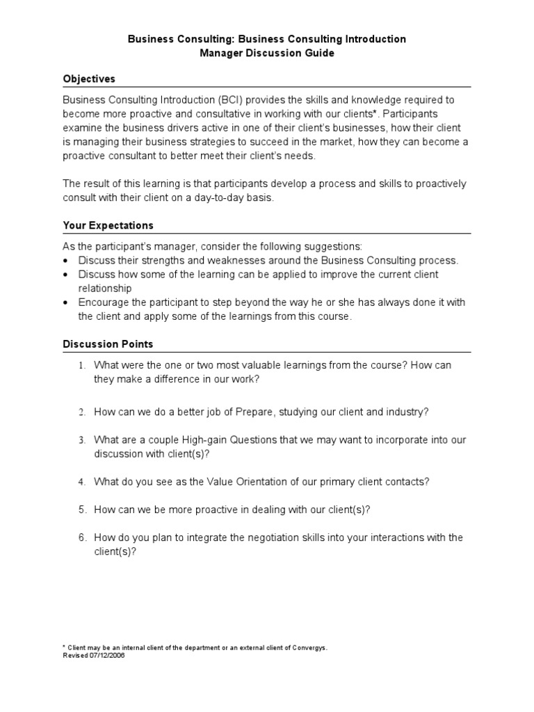 Business Consulting Introduction MDG.7.12 | PDF | Negotiation ...