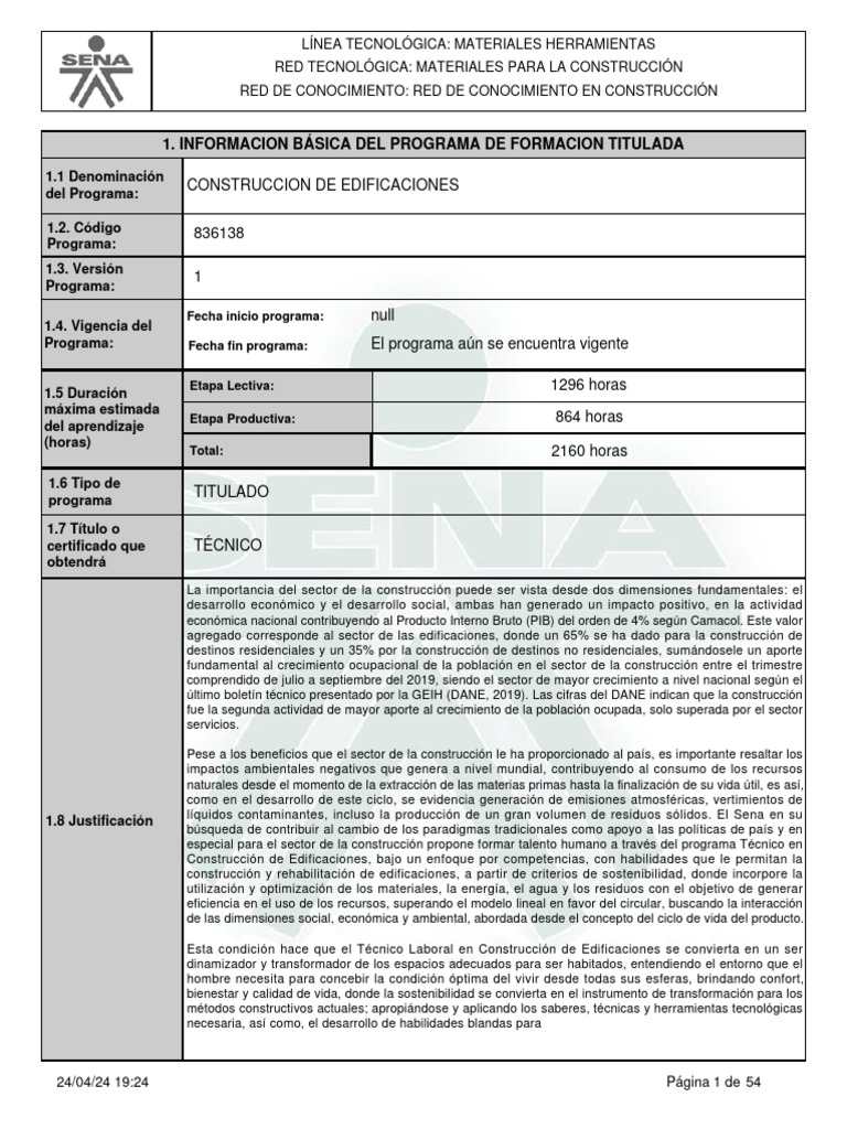 Estructura Curricular Construccion De Edificaciones Descargar Gratis