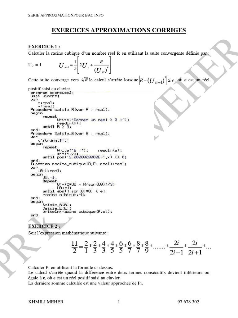 Exercices d'Approximation Mathématique | PDF