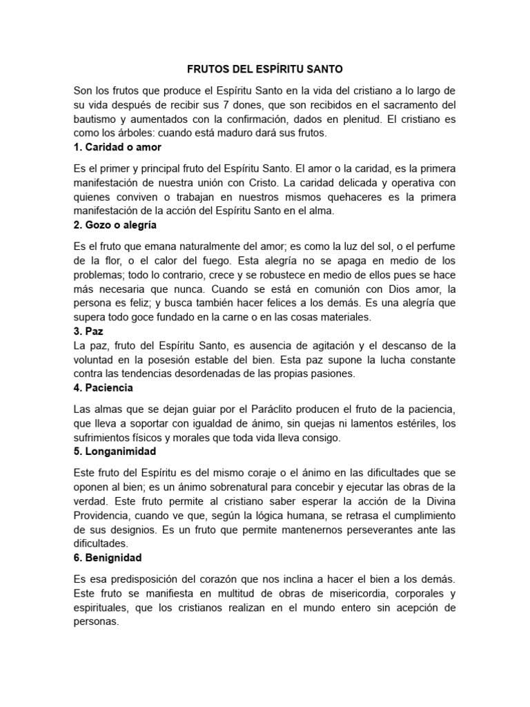 Frutos Del Espíritu Santo | PDF | Fruto Del Espiritu Santo | Alma
