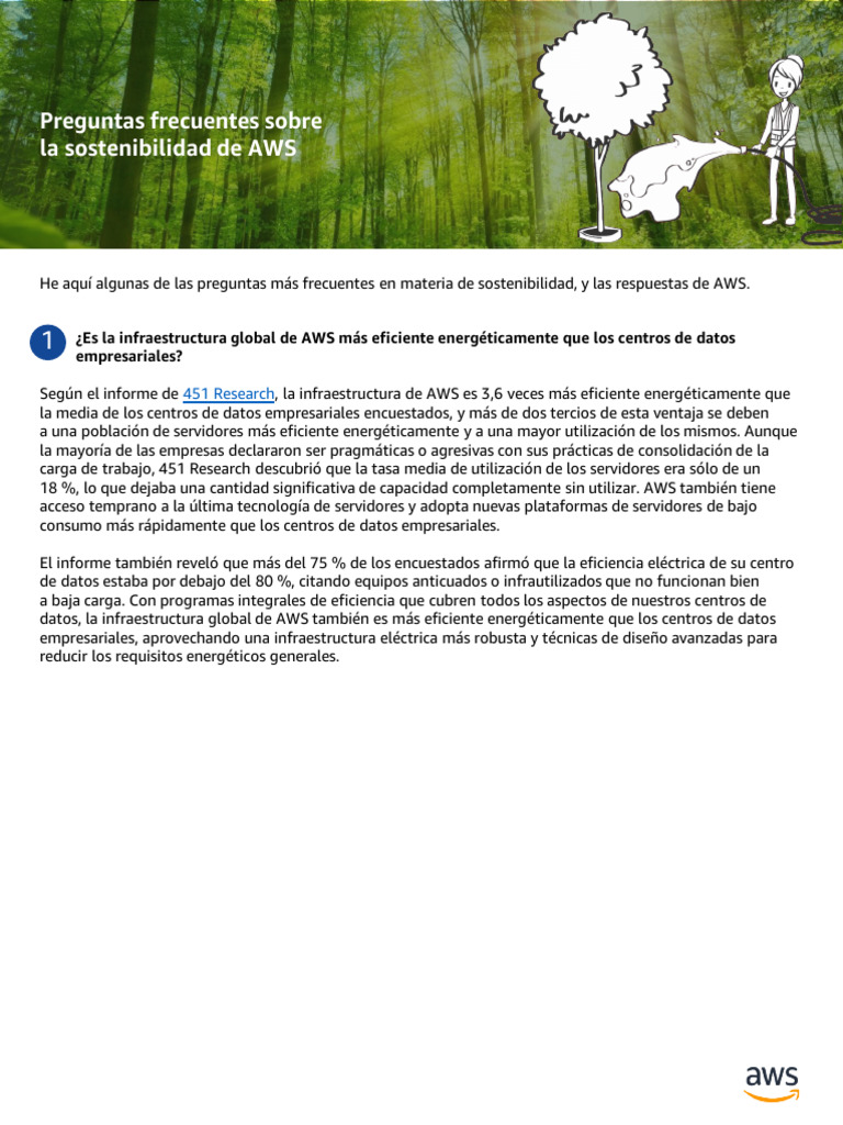 AWS Sustainability FAQ | PDF | Agua | Energía renovable