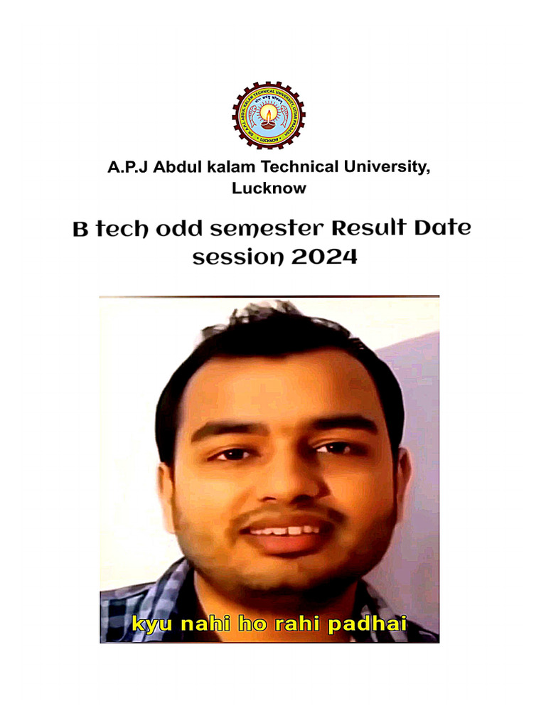 AKTU B Tech Odd Semester Results Date Session 2024 PDF
