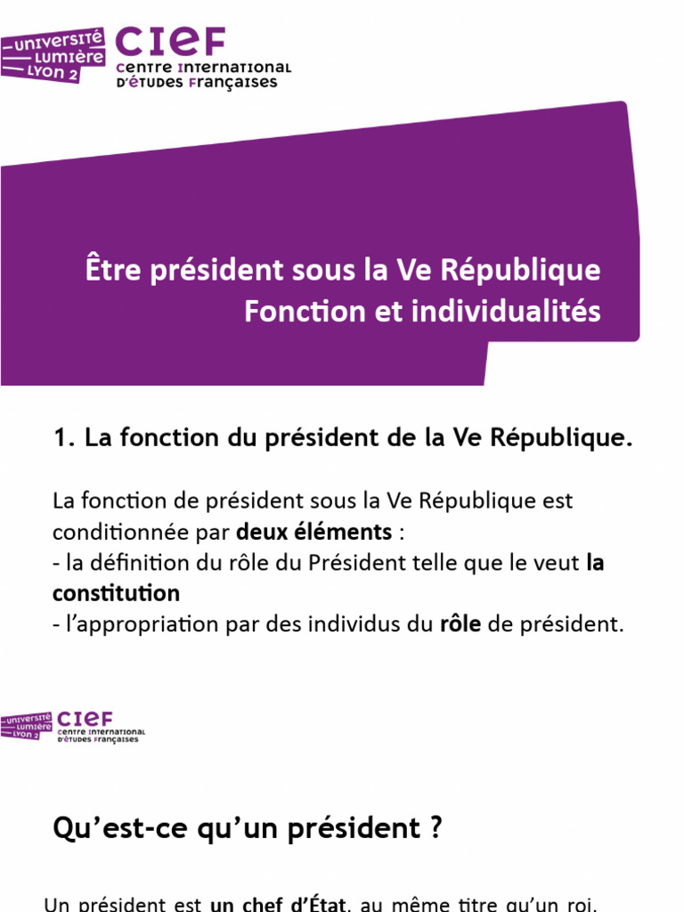 Rôle et Évolution du Président en France | PDF | Charles de Gaulle ...