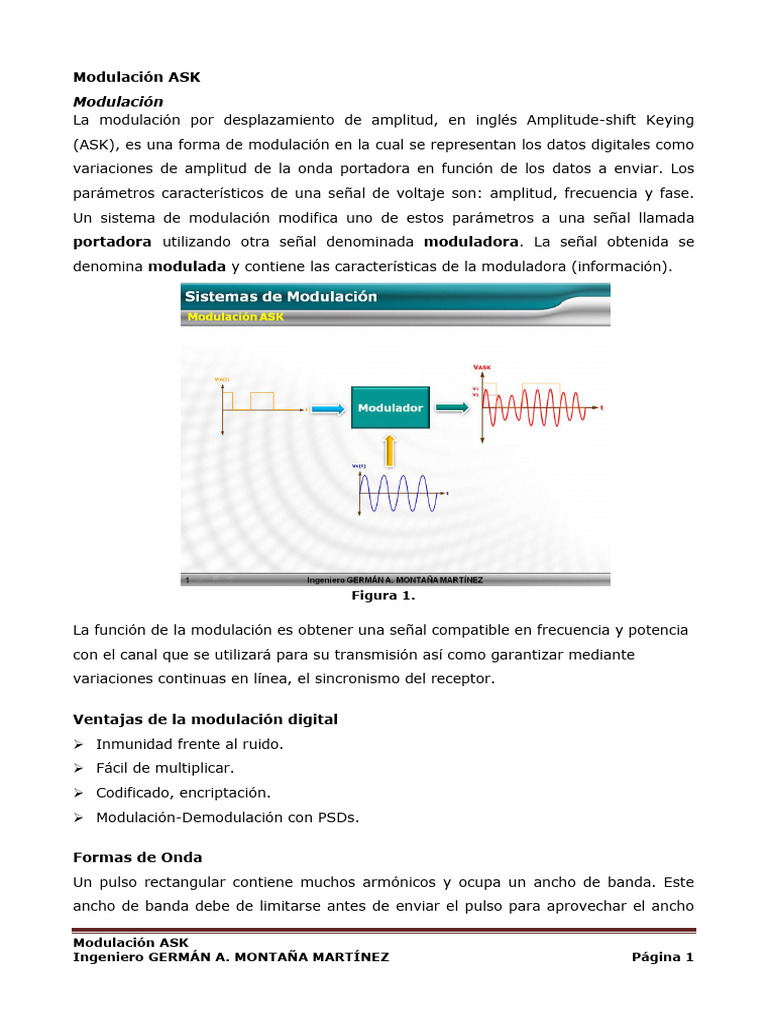 1 - Modulación Ask | PDF | Modulación | Densidad espectral