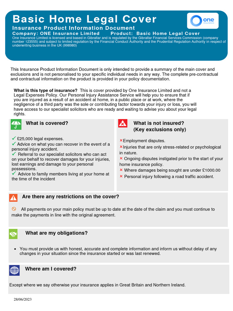 Basic Home Legal Cover Overview | PDF | Insurance | Home Insurance