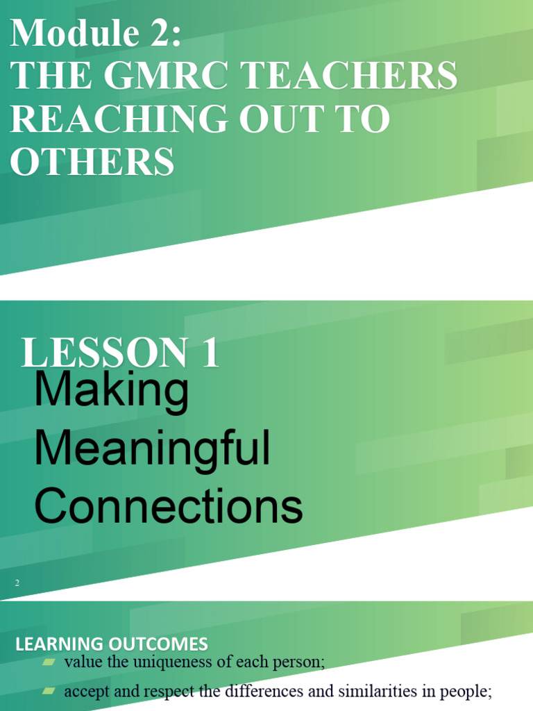 Lesson 1 Making Meaningful Connections | PDF | Learning | Inclusion ...
