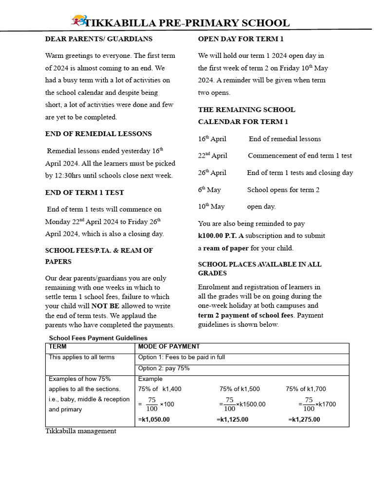Term 1 2024 news letter pdf