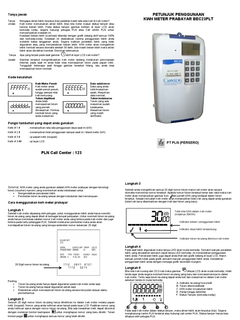 Panduan Kwh Meter Prabayar Conlog | PDF