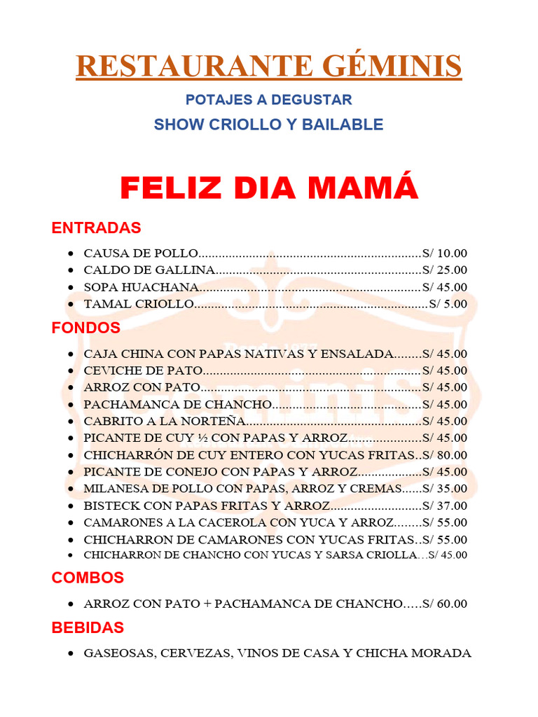 Restaurante Géminis | PDF | Cocina, comidas y vino | Salud y bienestar
