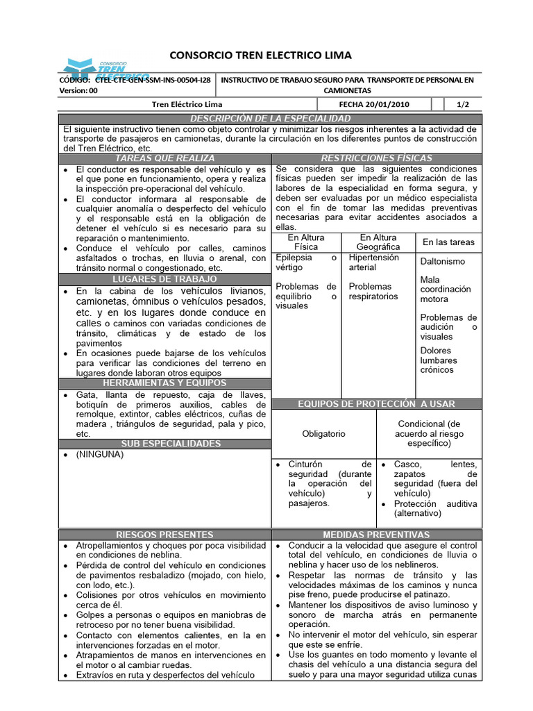 CTEL CTE GEN SSM INS 00504 I28 Camionetas Descargar Gratis PDF Tren 