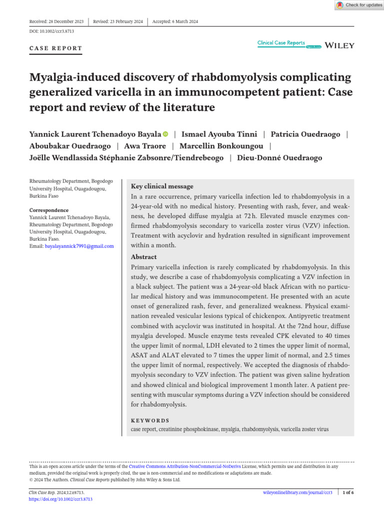 Clinical Case Reports - 2024 - Bayala - Myalgia Induced Discovery of ...