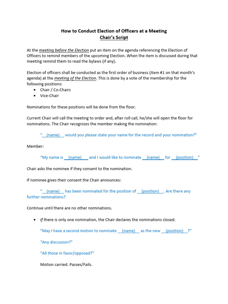 Election of Officers Script | PDF | Career & Growth | Politics