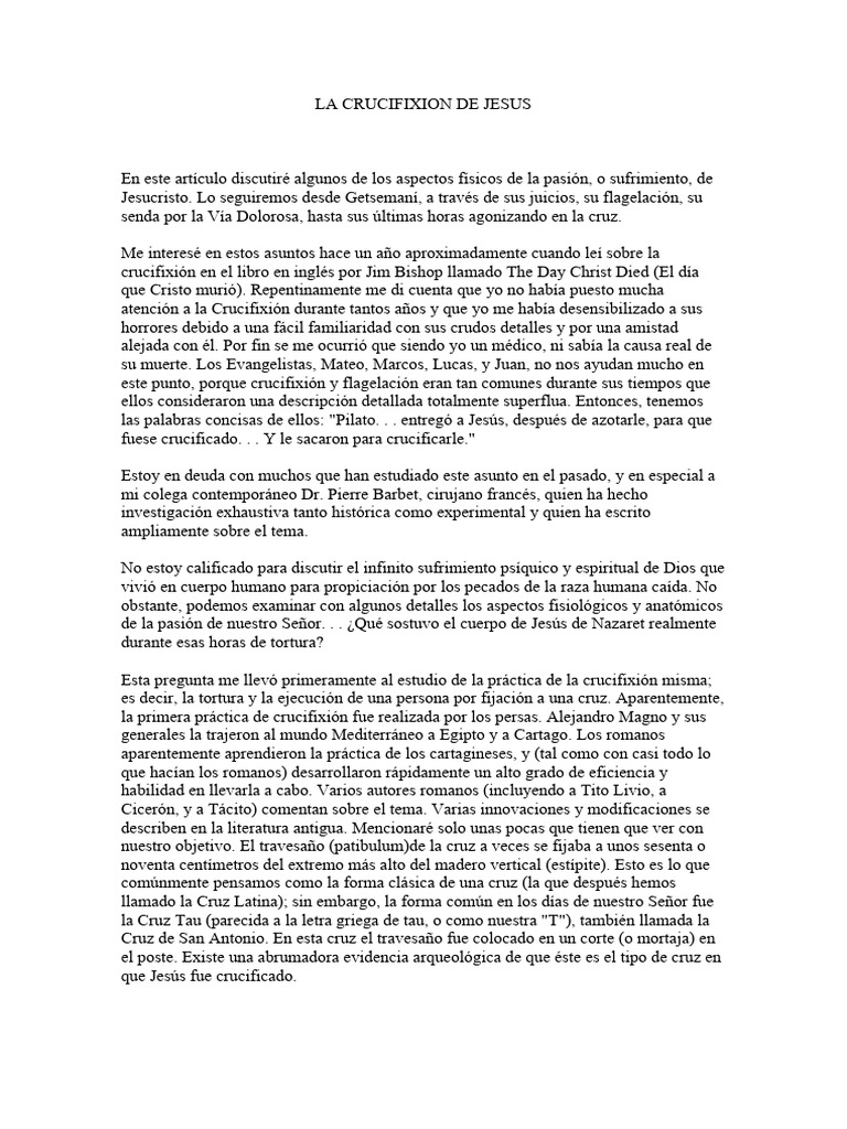Explicacion de La Crucificcion de Cristo | PDF | Crucifixion de jesus ...