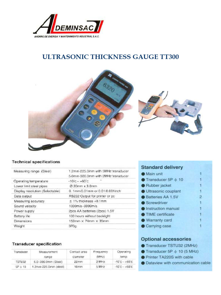 Ultrasonic Thickness Gauge Tt300 PDF