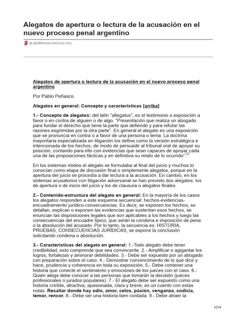 Alegatos de Apertura en el Proceso Penal | PDF | Juez | Fiscal