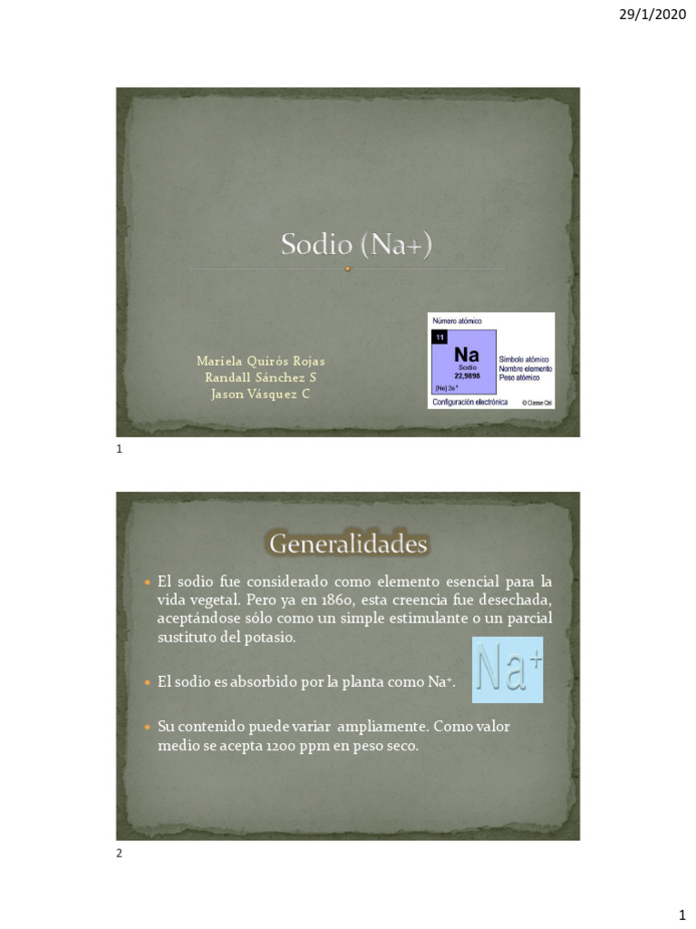 Importancia del Sodio en Plantas y Animales | PDF | Sodio | Metabolismo