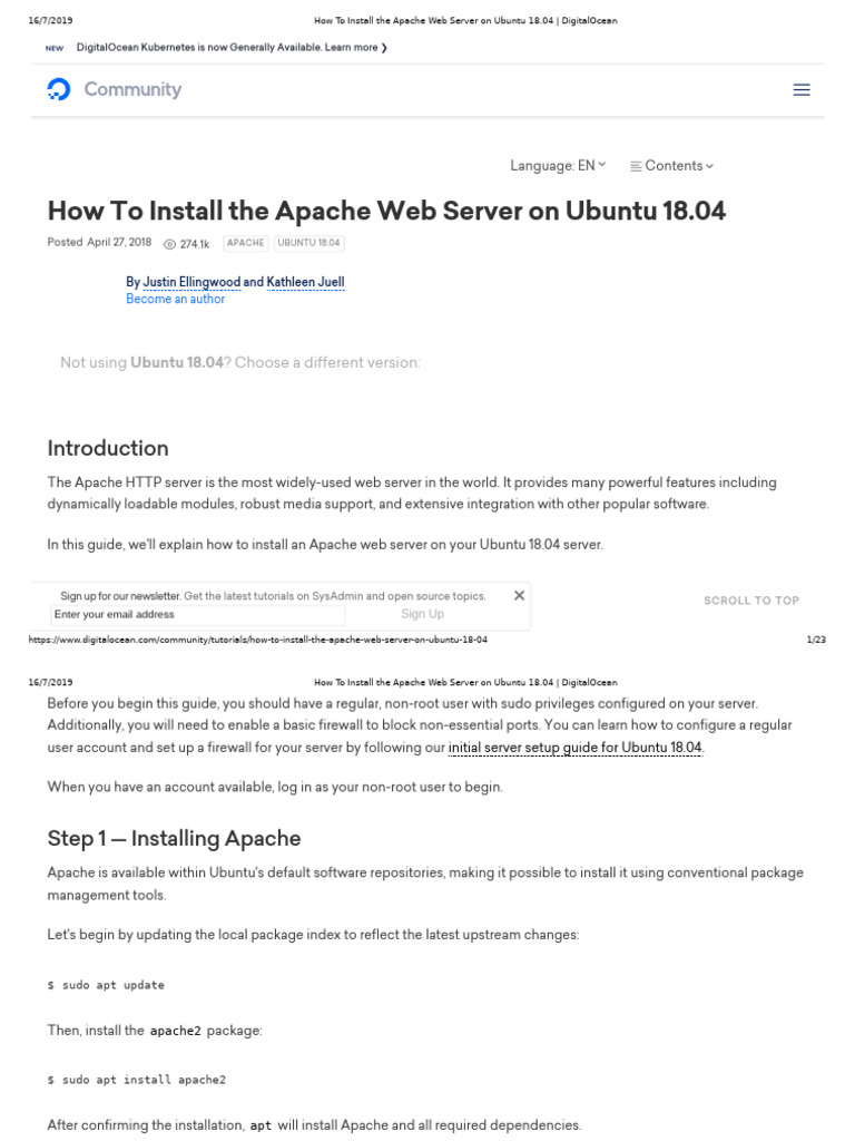 Install Apache on Ubuntu 18.04 Guide | PDF | World Wide Web | Internet ...