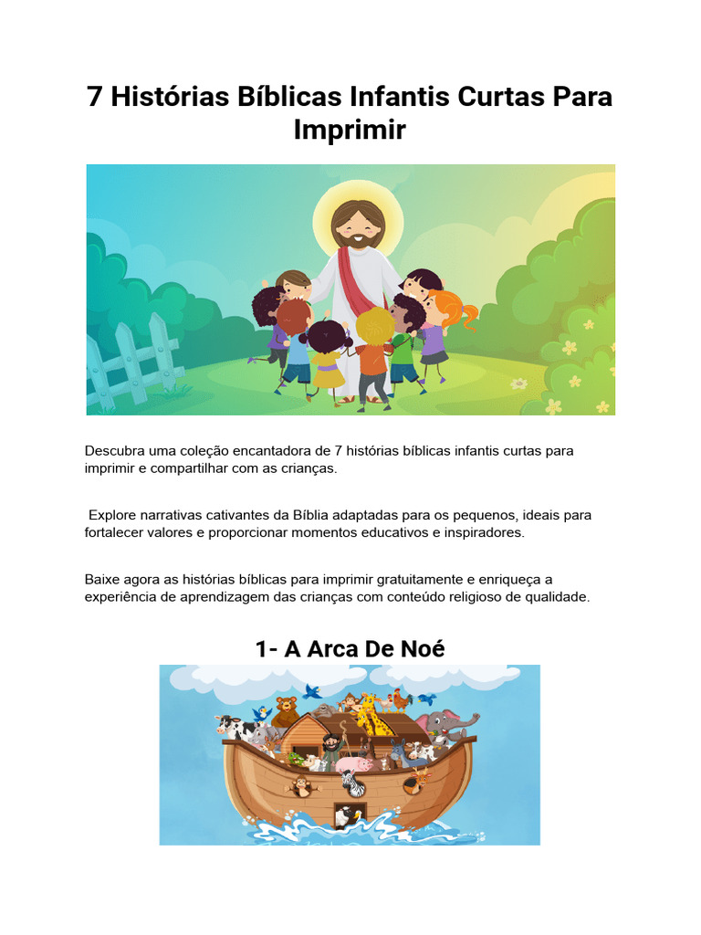 7 Histórias Biblicas Infantis Curtas para Imprimir | PDF | Daniel ...