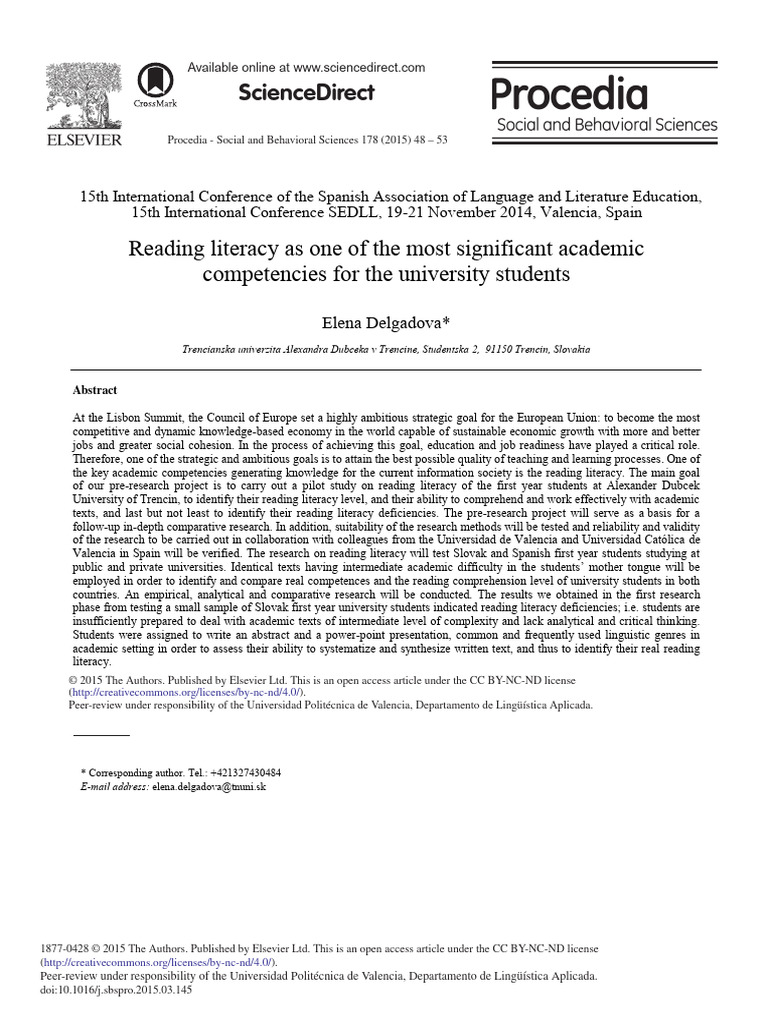 Reading Literacy in University Students | PDF | Literacy | Reading ...