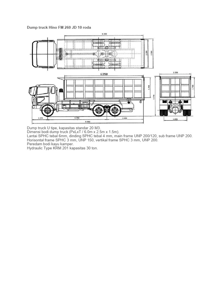 Dump Truck Hino FM 260 JD 10 Roda | PDF