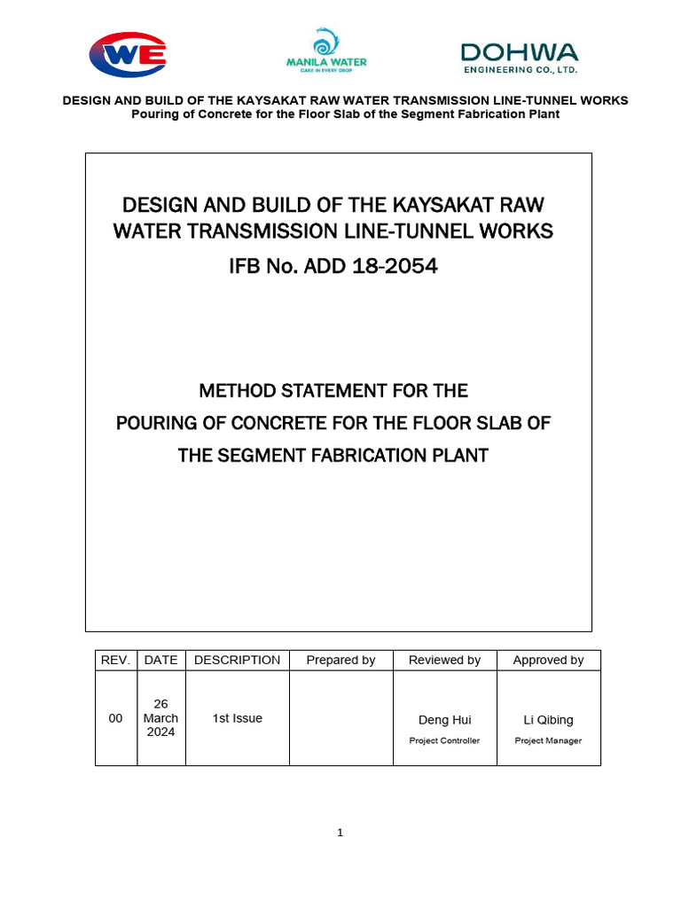 26march method statement for the pouring of concrete floor slab