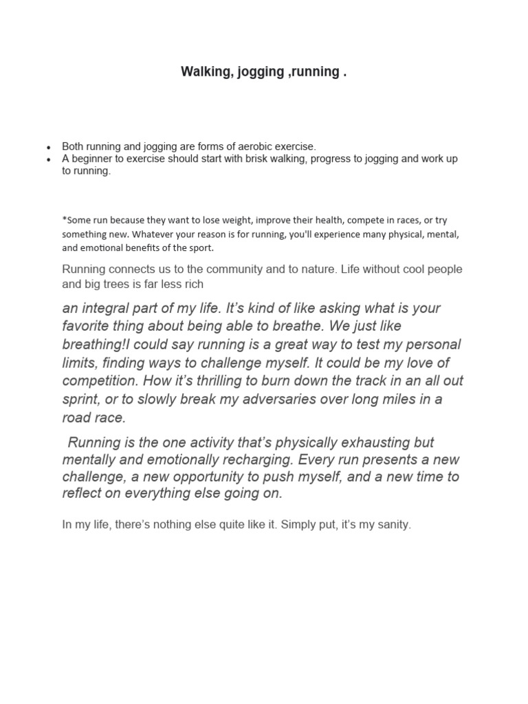 Benefits of Running and Jogging Explained | PDF | Physical Fitness ...