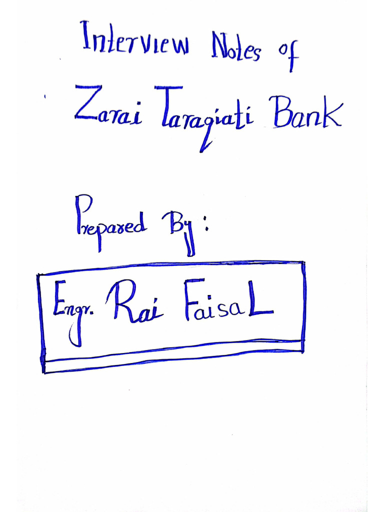 Interview Notes ZTBL Engr. Rai Faisal | PDF