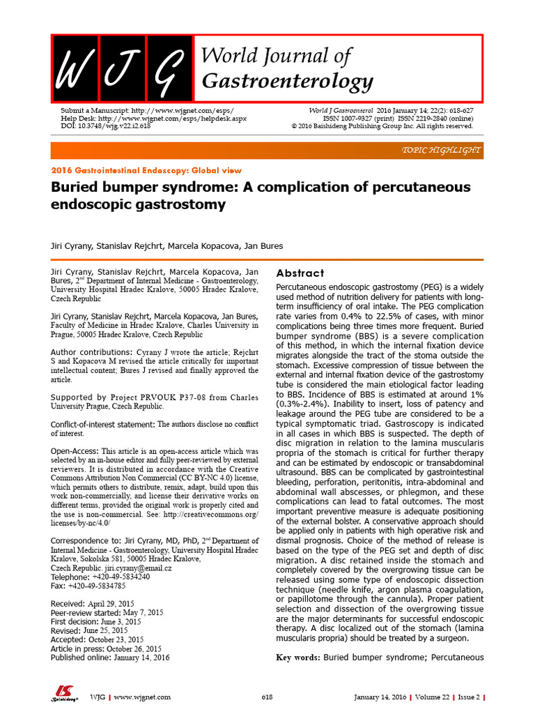 2 Buried Bumper Syndrome A Complication of Percutaneous | PDF ...