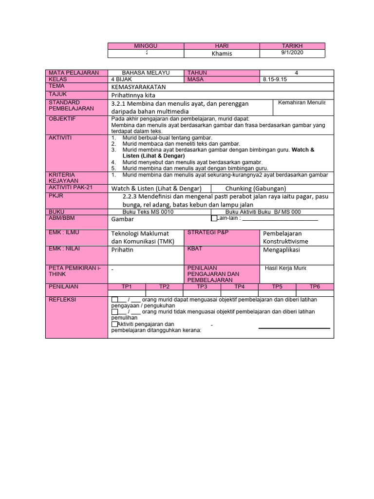 RPH BM 4 Minggu 2 Dan Seterusnya | PDF