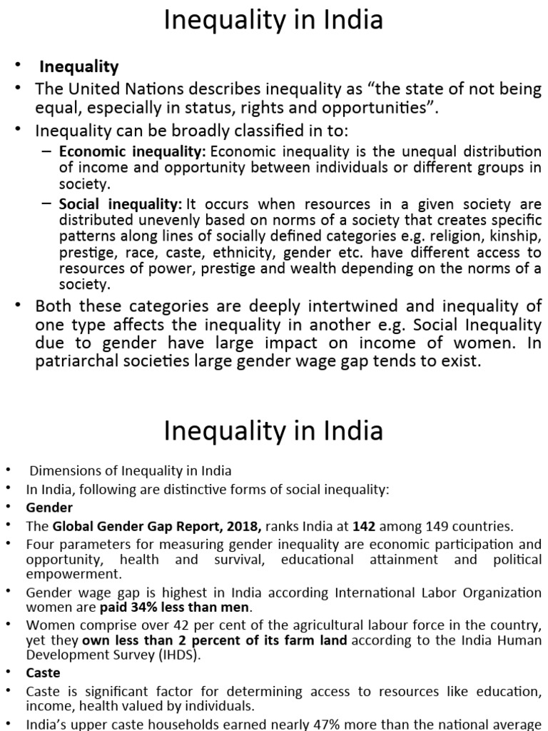 Forms of Inequality in India | PDF | Social Inequality | Discrimination ...