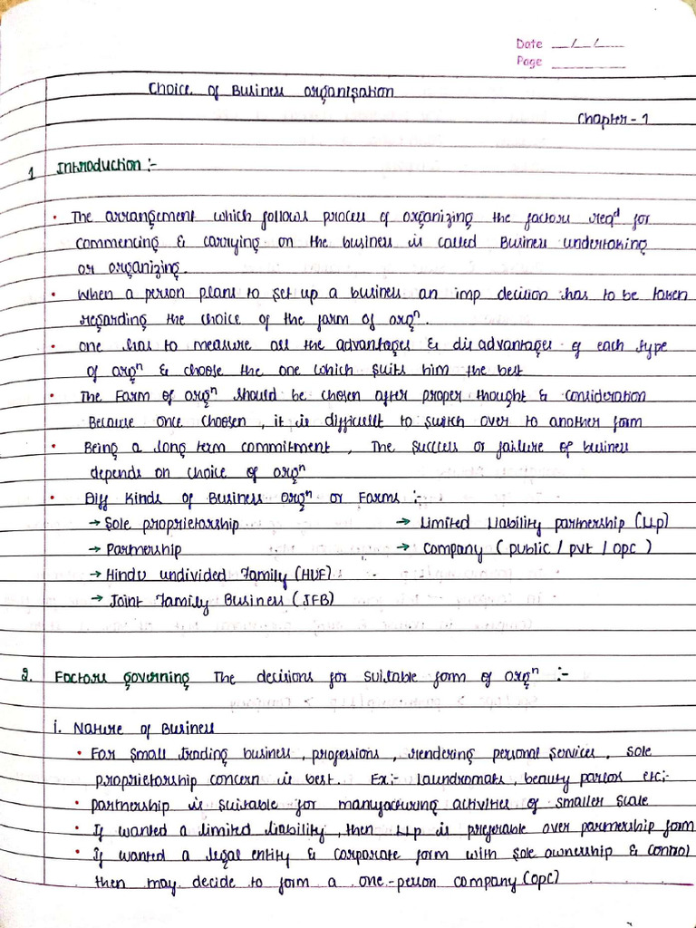 SBEC - All Chapters Handwritten notes - CS Executive-1-2 | PDF