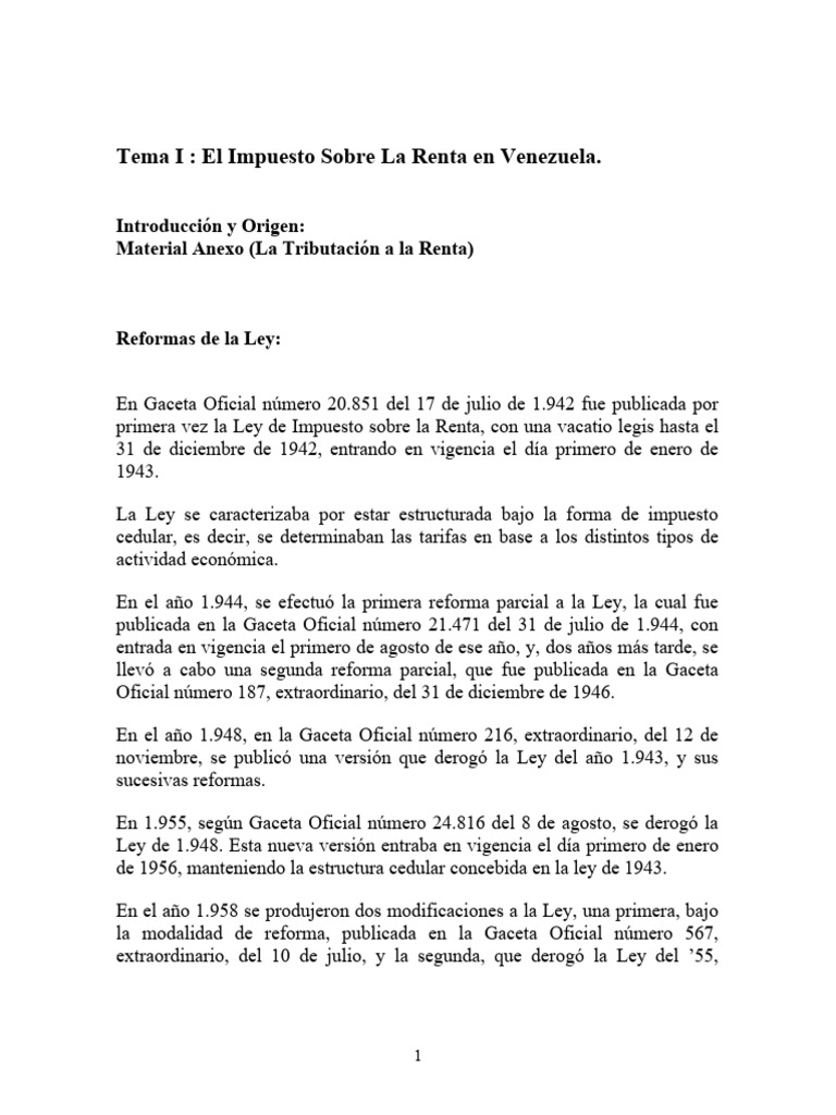 Evolución del Impuesto Sobre la Renta en Venezuela | PDF | Impuesto ...