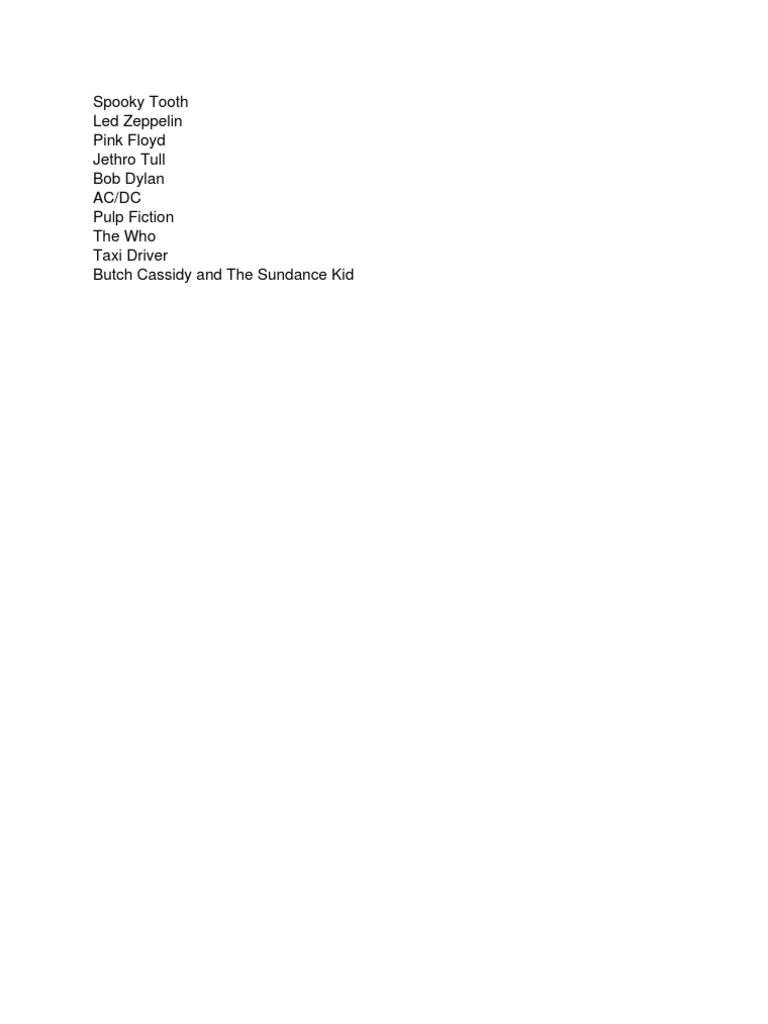 Classic Rock and Film References | PDF | Young Adult