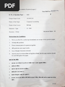 Corporate Accounting Pervious Year Question 2022