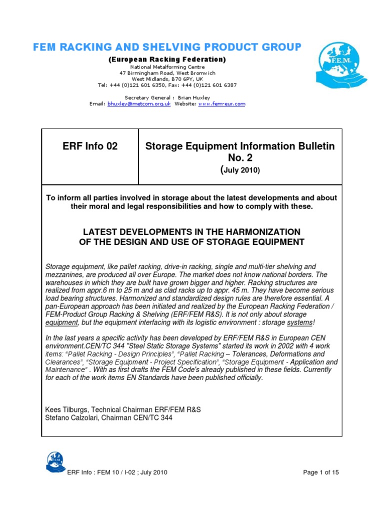 European Standards for Racking Safety | PDF | Warehouse | Forklift