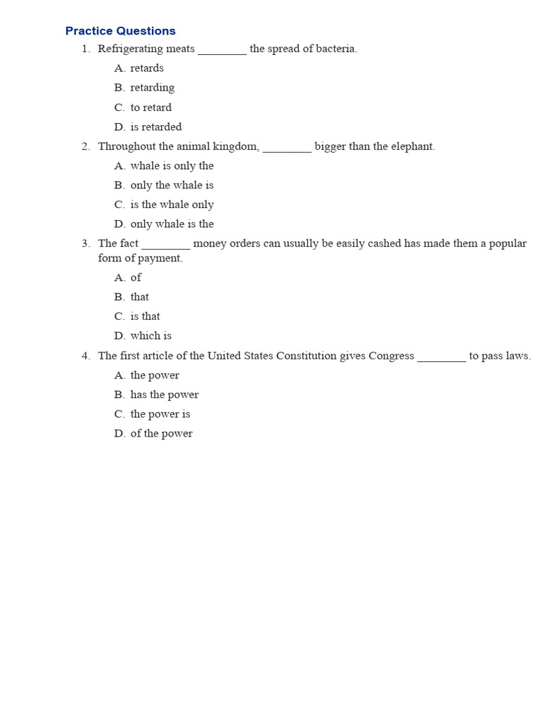 TOEFL Practice Questions & Answers | PDF | Language Arts & Discipline ...
