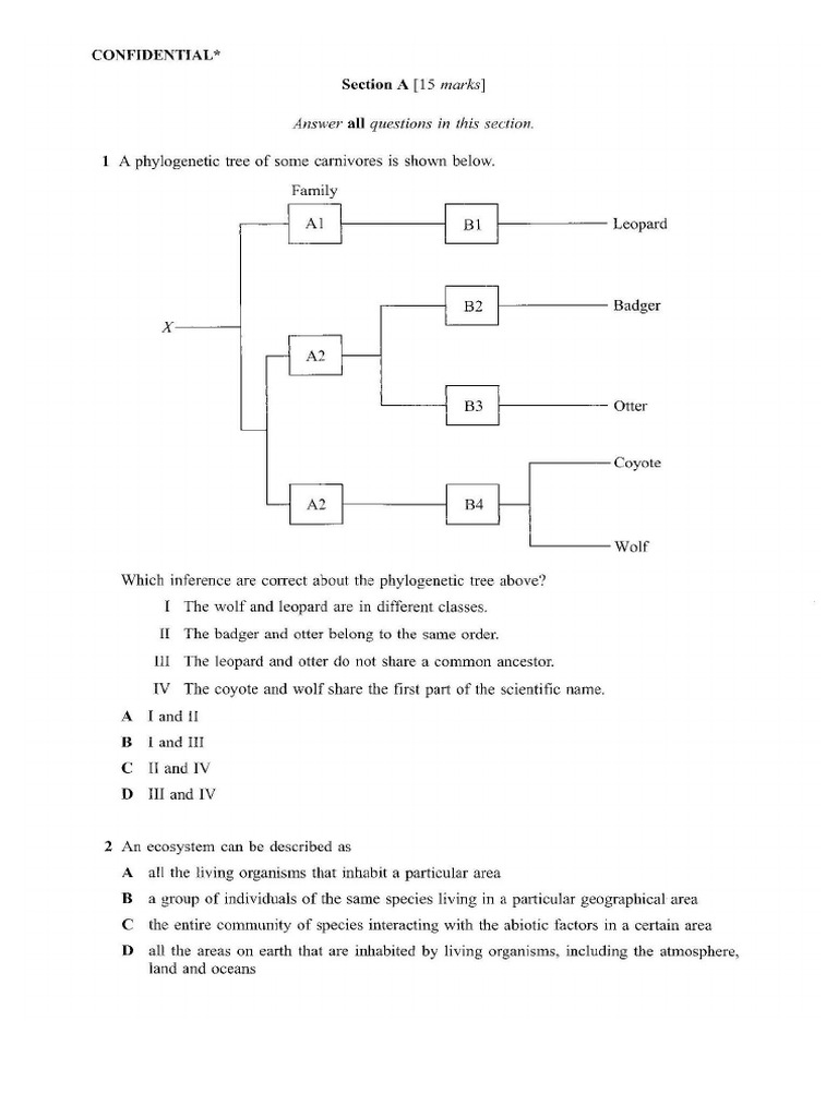 2016 Biology Sem 3 | PDF