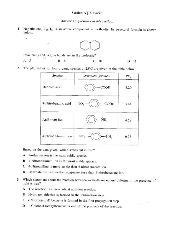 Chemistry Sem 3 Actual Question 2013 | PDF