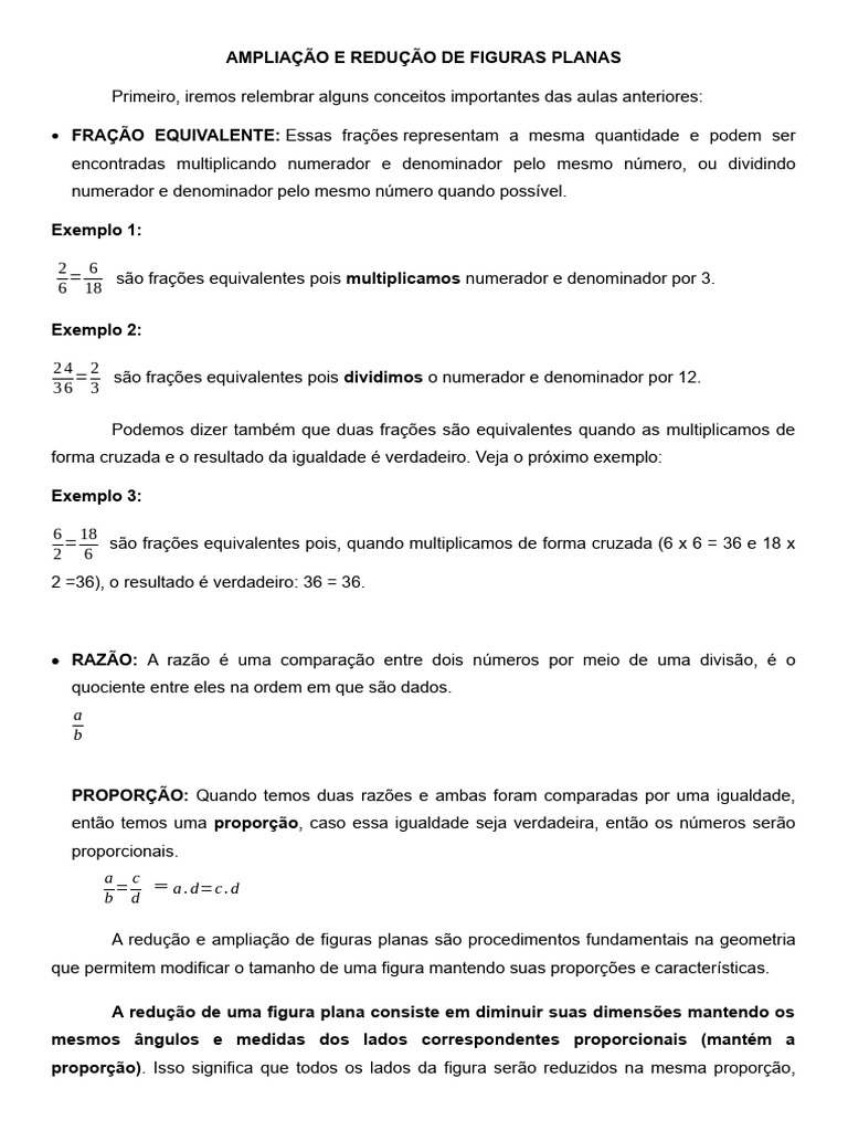Ampliação e Redução de Figuras Planas | PDF | Matemática, image size:768x1024
