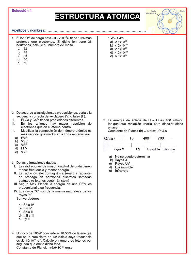 Sel 4 Tarea N 1 Atomo | PDF