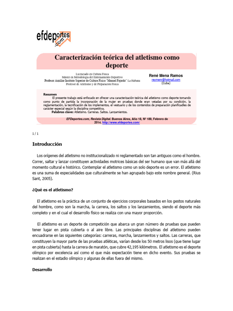 2 Caracterización Teórica Del Atletismo Como Deporte | PDF | Deporte ...