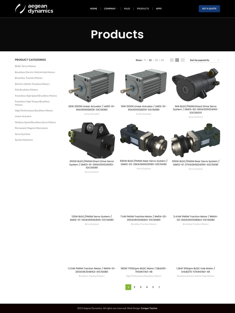 Aegean Dynamics Product Overview | PDF | Electric Motor | Propulsion