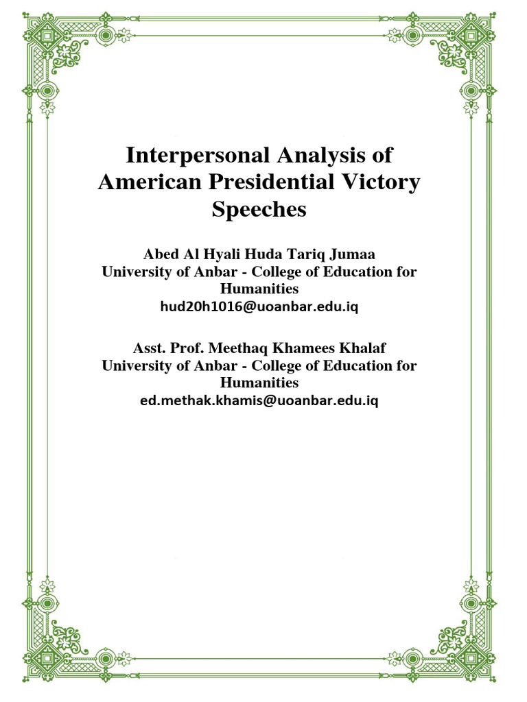 46 Interpersonal Analysis Of Pdf Speech Linguistics