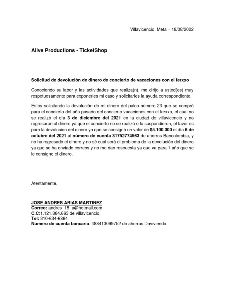 Solicitud de dinero jose andres arias martinez 1 121 884 663