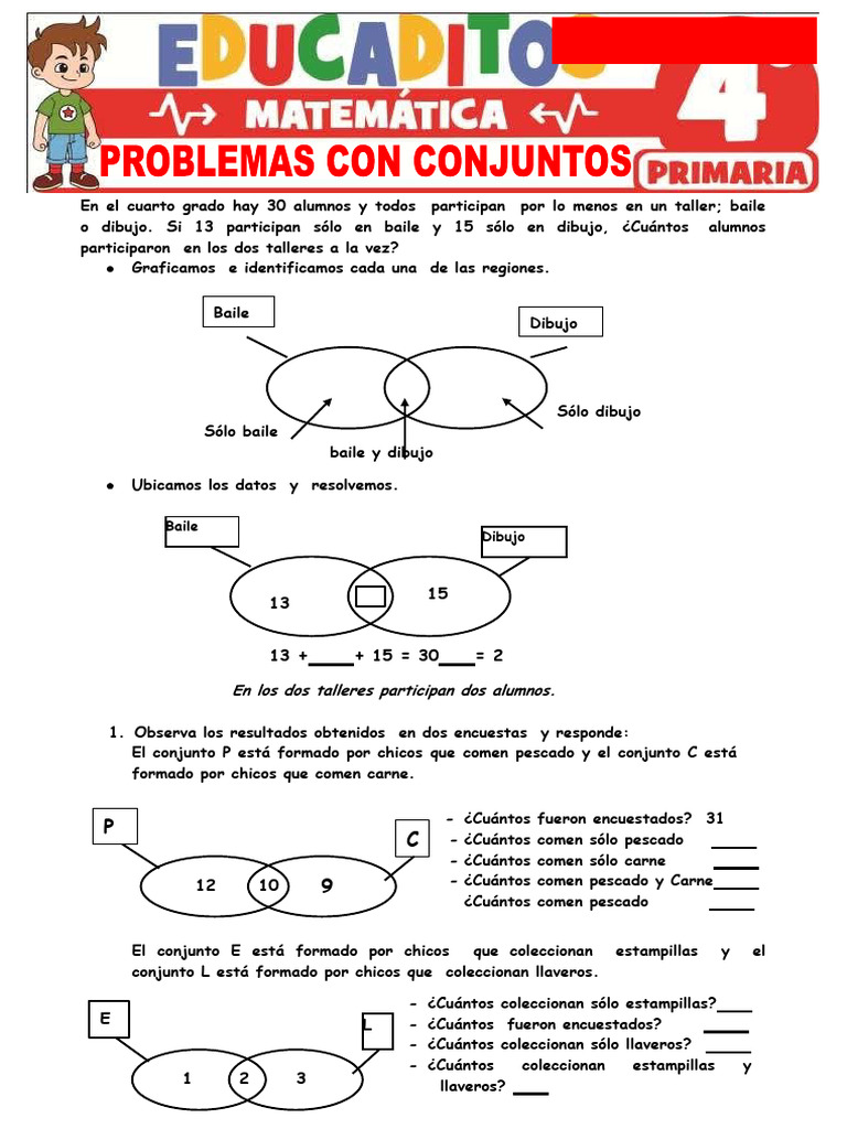 Problemas de conjuntos para cuarto grado | PDF