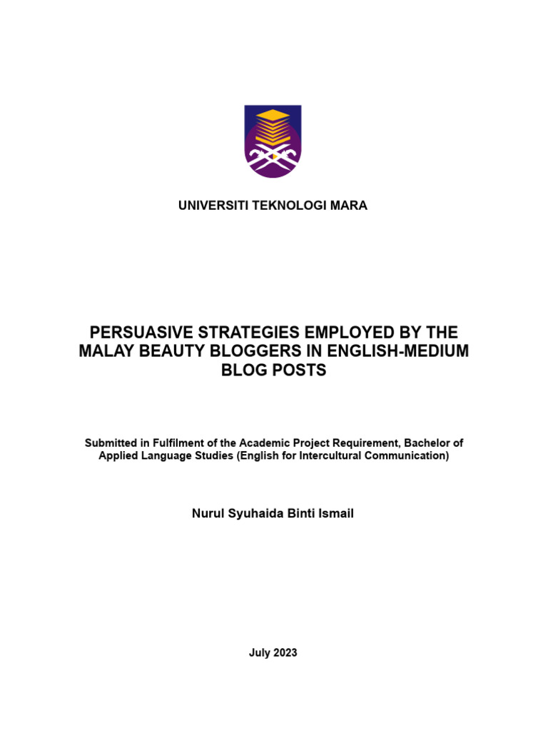 Malay Beauty Bloggers' Persuasive Strategies | PDF | Persuasion | Blog