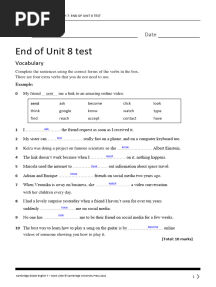 End of Unit 8 Test: Name Date