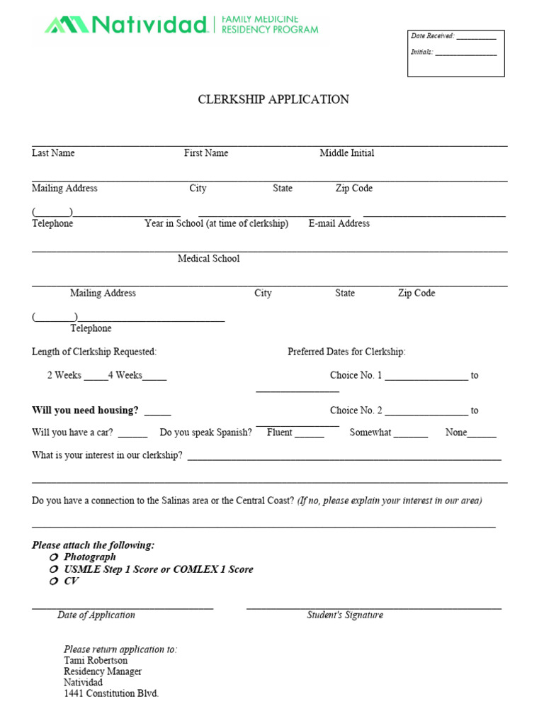 Natividad Clerkship Application | PDF | Health Care | Higher Education